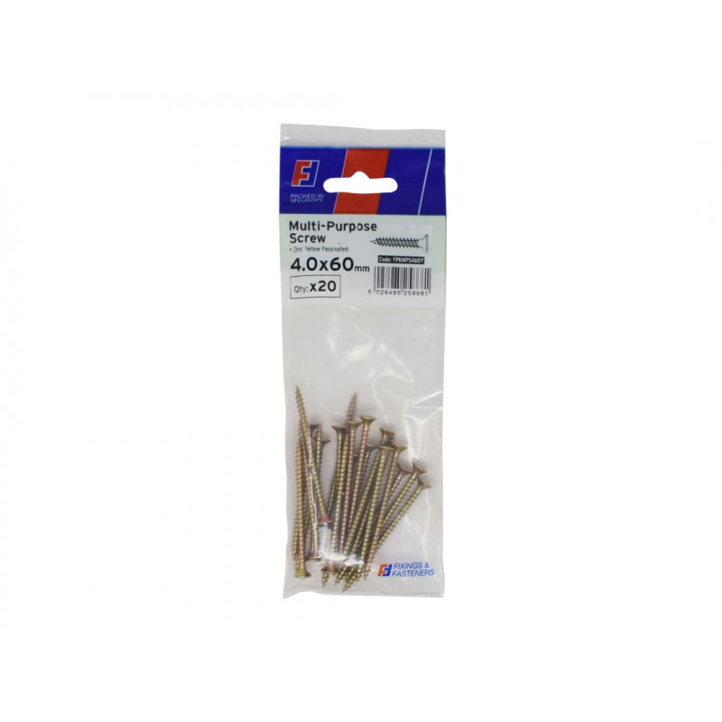 Multi-Purpose Pozi Screw CSK ST ZYP 4.0 x 60mm ForgePack 20