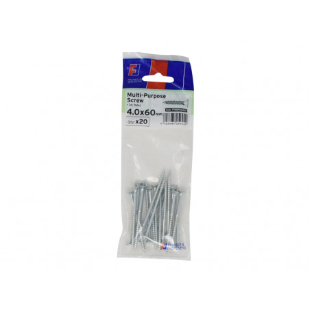 Multi-Purpose Pozi Screw CSK ST ZP 4.0 x 60mm ForgePack 20