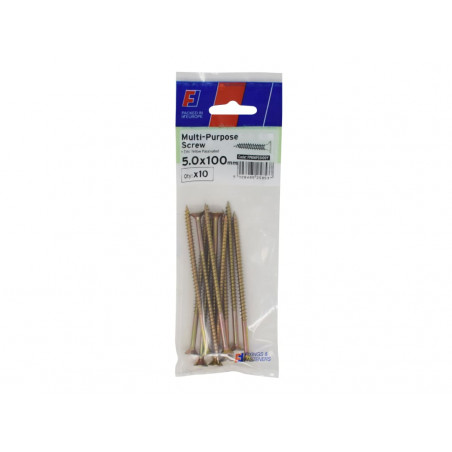 Multi-Purpose Pozi Screw CSK ST ZYP 5.0 x 100mm ForgePack 10