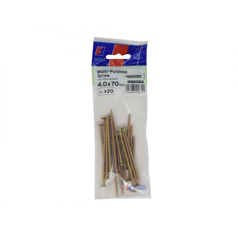 Multi-Purpose Pozi Screw CSK ST ZYP 4.0 x 70mm ForgePack 20
