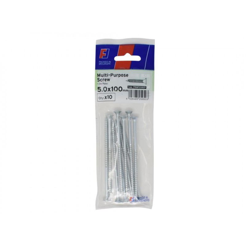 Multi-Purpose Pozi Screw CSK ST ZP 5.0 x 100mm ForgePack 10