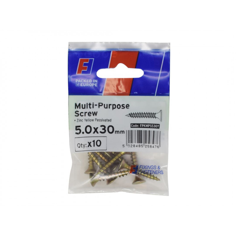 Multi-Purpose Pozi Screw CSK ST ZYP 5.0 x 30mm ForgePack 10