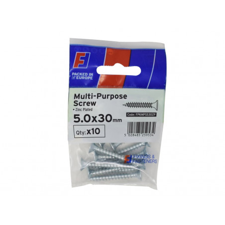 Multi-Purpose Pozi Screw CSK ST ZP 5.0 x 30mm ForgePack 10