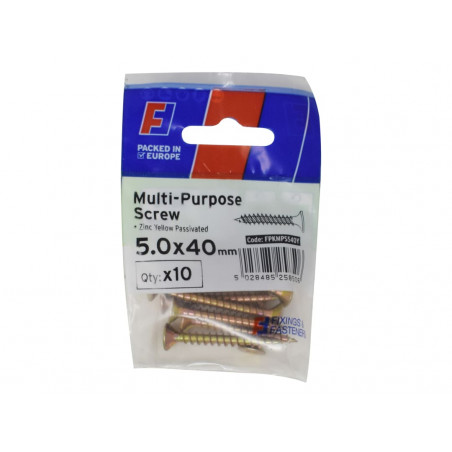 Multi-Purpose Pozi Screw CSK ST ZYP 5.0 x 40mm ForgePack 10