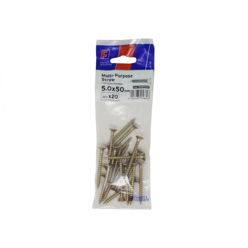 Multi-Purpose Pozi Screw CSK ST ZYP 5.0 x 50mm ForgePack 20