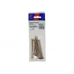 Multi-Purpose Pozi Screw CSK ST ZYP 5.0 x 80mm ForgePack 10