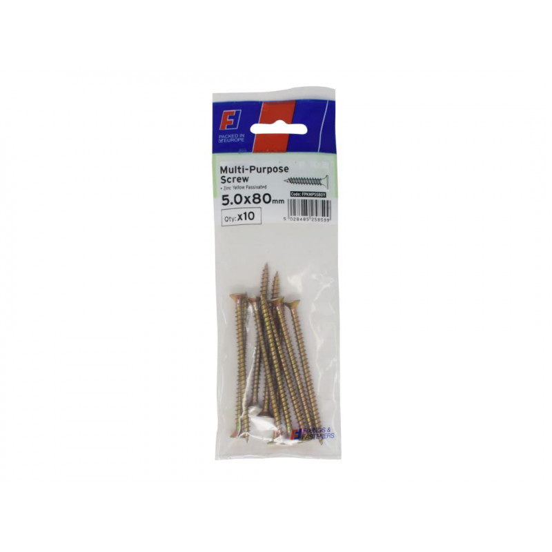 Multi-Purpose Pozi Screw CSK ST ZYP 5.0 x 80mm ForgePack 10