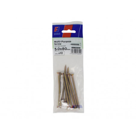 Multi-Purpose Pozi Screw CSK ST ZYP 5.0 x 80mm ForgePack 10