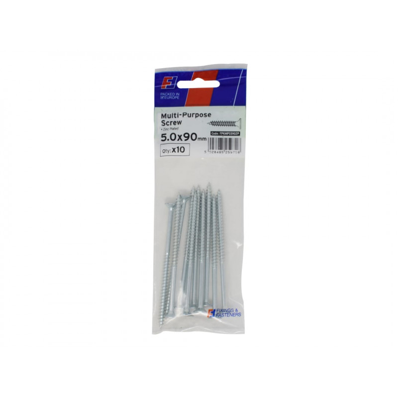 Multi-Purpose Pozi Screw CSK ST ZP 5.0 x 90mm ForgePack 10