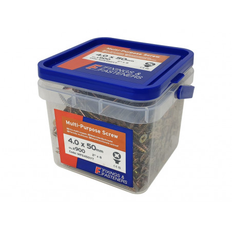 Multi-Purpose Pozi Compatible Screw CSK ST ZYP 4.0 x 50mm Tub 900