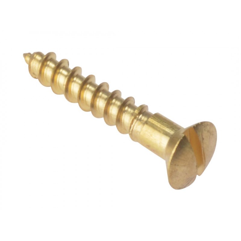 Wood Screw Slotted Raised Head ST Solid Brass 1in x 8 Box 200 Wood Screw Slotted Raised Head ST Solid Brass 1in x 8 Box 200