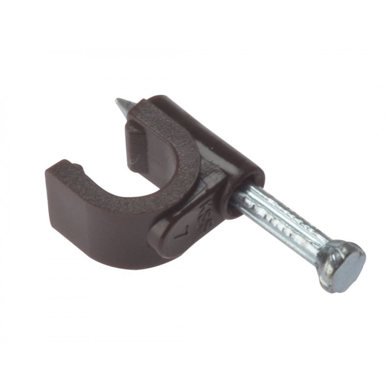 Cable Clip Round Coax Brown 6-7mm Box 100 Cable Clip Round Coax Brown 6-7mm Box 100