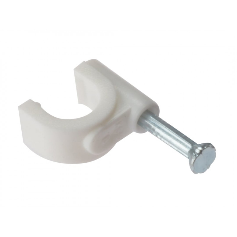 Cable Clip Round White 7-8mm Box 100 Cable Clip Round White 7-8mm Box 100