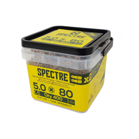 Spectre™ PZ Compatible Wood Screw CSK ZYP 5.0 x 80mm Tub 400
