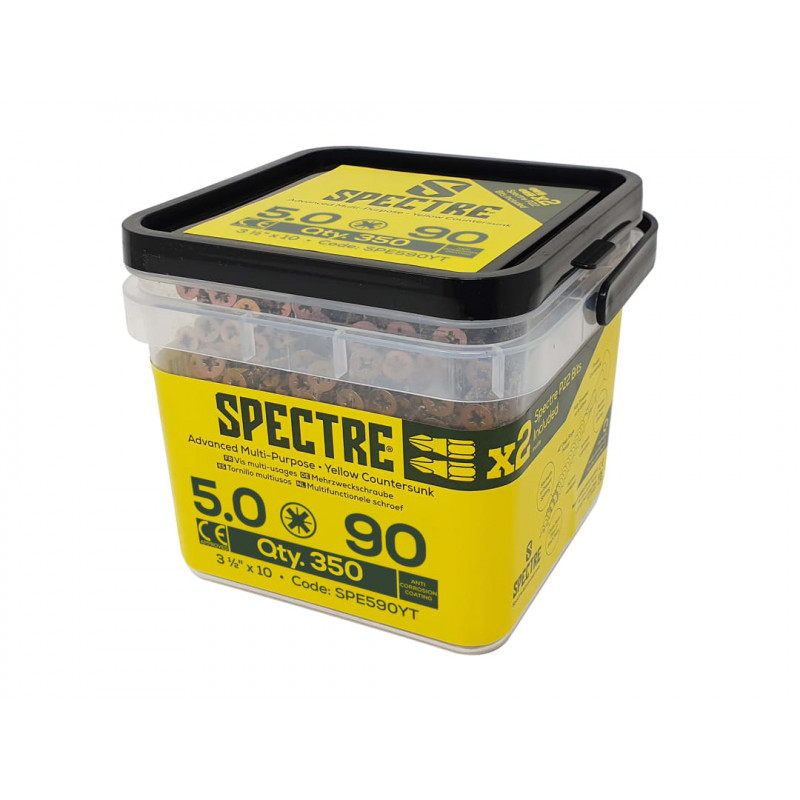 Spectre™ PZ Compatible Wood Screw CSK ZYP 5.0 x 90mm Tub 350 Spectre™ PZ Compatible Wood Screw CSK ZYP 5.0 x 90mm Tub 350