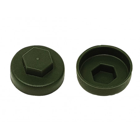 TechFast Cover Cap Olive Green 16mm (Pack 100)