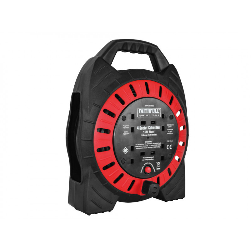 Semi-Enclosed Cable Reel 240V 13A 4-Socket 10m Semi-Enclosed Cable Reel 240V 13A 4-Socket 10m