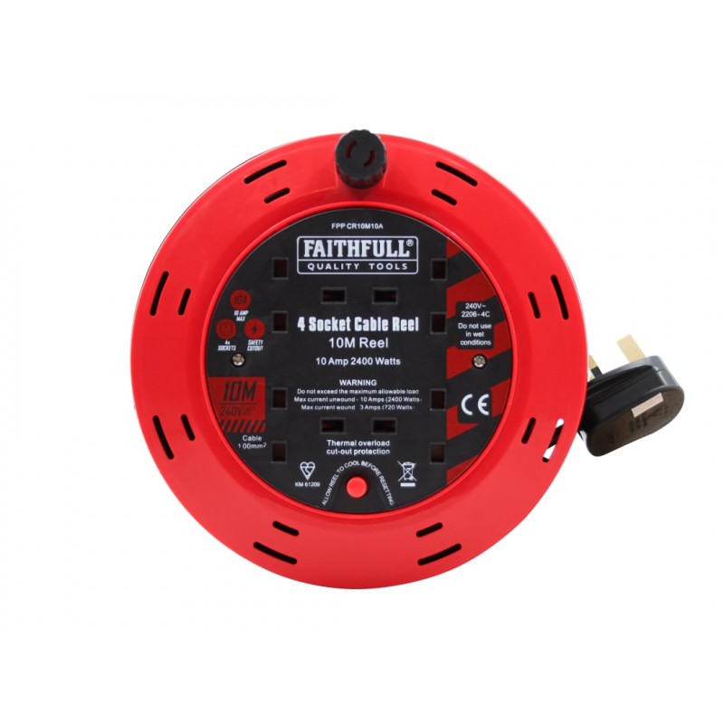 Cable Reel 240V 10A 4-Socket 10m Cable Reel 240V 10A 4-Socket 10m