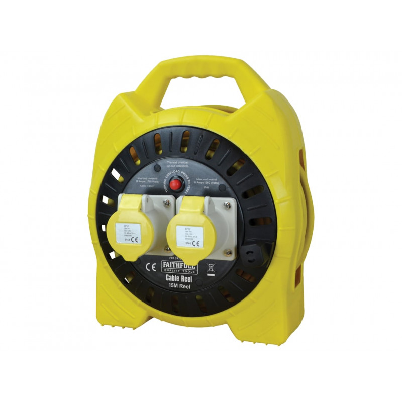 Semi-Enclosed Cable Reel 110V 16A 2-Socket 15m (1.5mm Cable) Semi-Enclosed Cable Reel 110V 16A 2-Socket 15m (1.5mm Cable)
