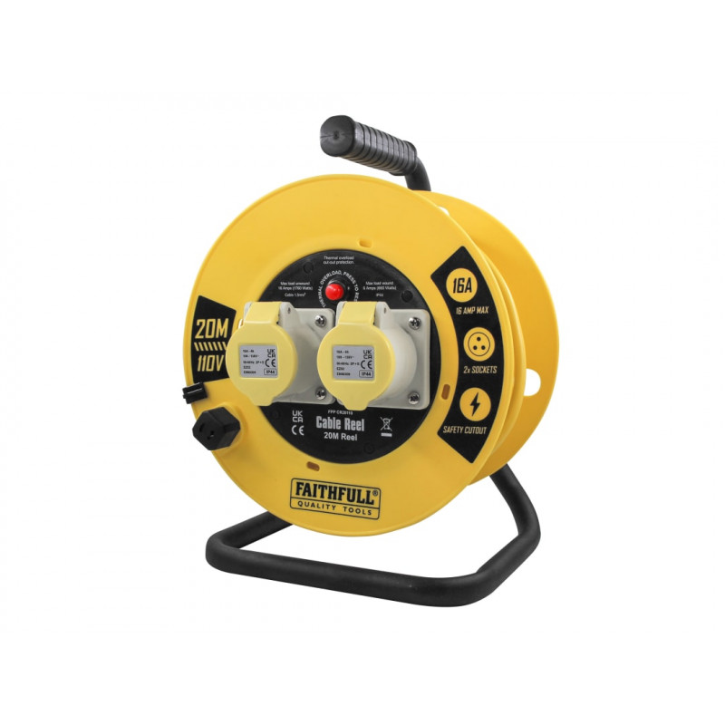 Open Cable Reel 110V 20m 16A 2 Socket (1.5mm Cable) Open Cable Reel 110V 20m 16A 2 Socket (1.5mm Cable)