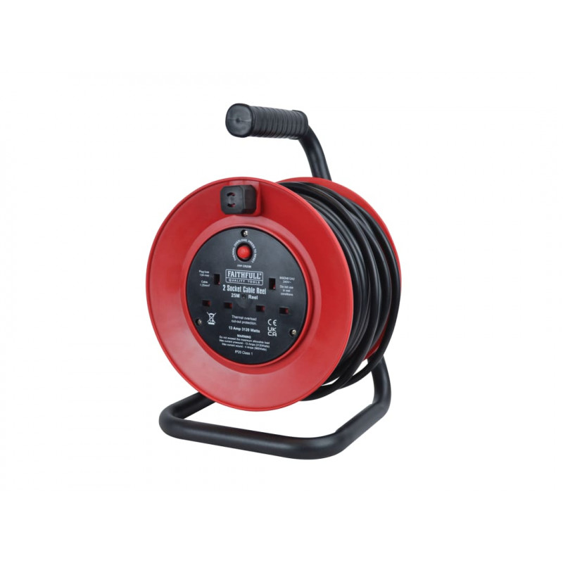 Open Drum Cable Reel 240V 13A 2-Socket 25m Open Drum Cable Reel 240V 13A 2-Socket 25m