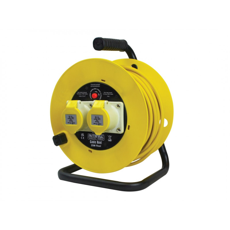 Open Drum Cable Reel 110V 16A 2-Socket 25m (2.5mm Cable) Open Drum Cable Reel 110V 16A 2-Socket 25m (2.5mm Cable)