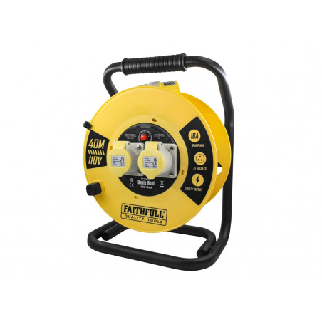 Open Cable Reel 110V 40m 16A 2 Socket (1.5mm Cable)