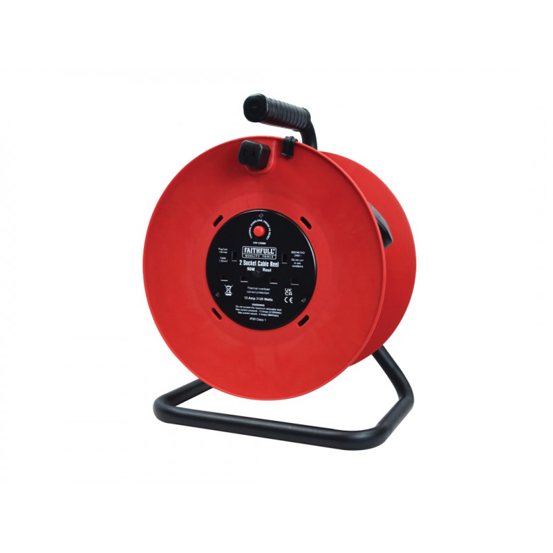 Open Drum Cable Reel 240V 13A 2-Socket 50m Open Drum Cable Reel 240V 13A 2-Socket 50m
