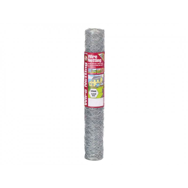 Galvanised Wire Netting 50mm² Hexagon, 10 x 0.6m Galvanised Wire Netting 50mm² Hexagon, 10 x 0.6m