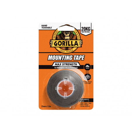 Max Strength Indoor Mounting Tape 25mm x 1.5m Black
