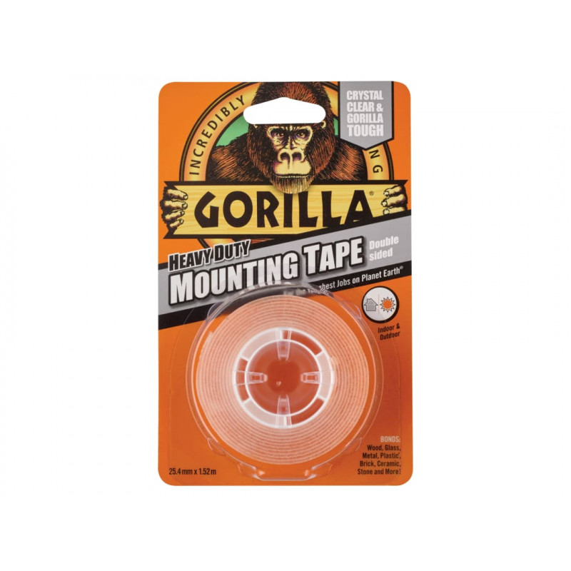 Gorilla Heavy-Duty Mounting Tape 25.4mm x 1.52m Crystal Clear Gorilla Heavy-Duty Mounting Tape 25.4mm x 1.52m Crystal Clear