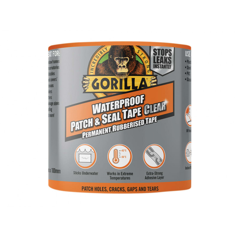 Gorilla® Waterproof Patch & Seal Tape 100mm x 2.4m Clear Gorilla® Waterproof Patch & Seal Tape 100mm x 2.4m Clear