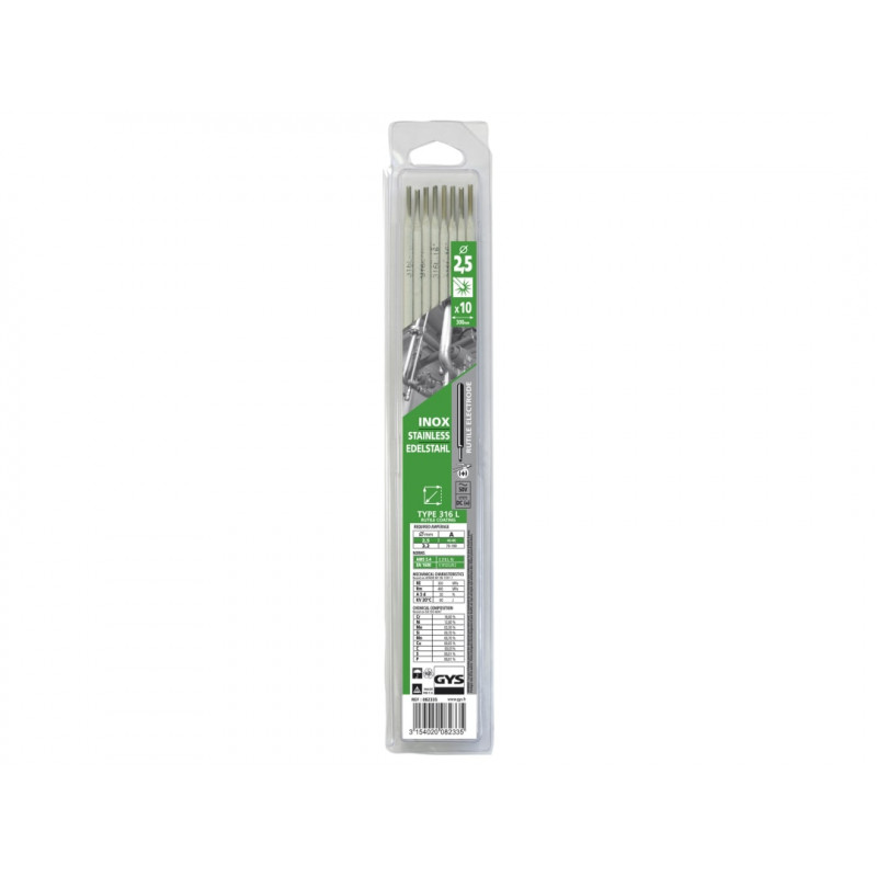 Stainless Steel Electrodes 316L 2.5mm (Pack 10)