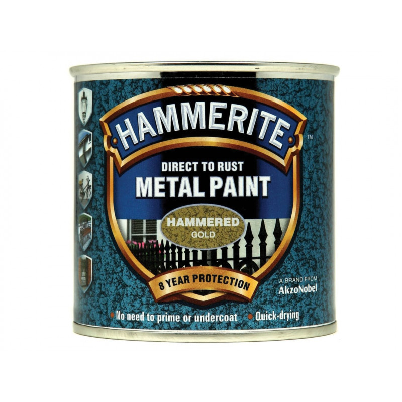 Direct to Rust Hammered Finish Metal Paint Gold 250ml Direct to Rust Hammered Finish Metal Paint Gold 250ml