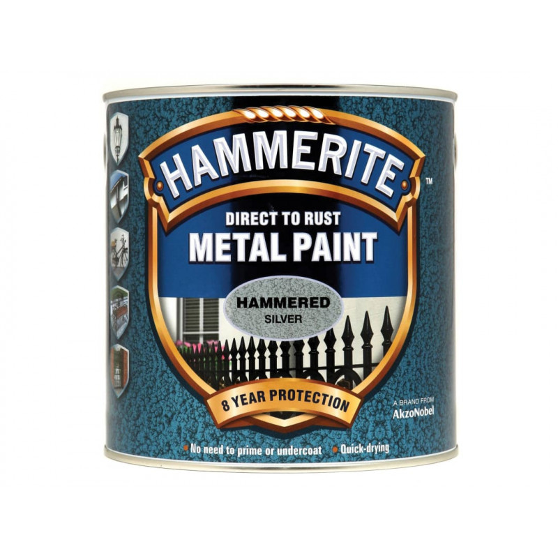 Direct to Rust Hammered Finish Metal Paint Silver 2.5 Litre Direct to Rust Hammered Finish Metal Paint Silver 2.5 Litre