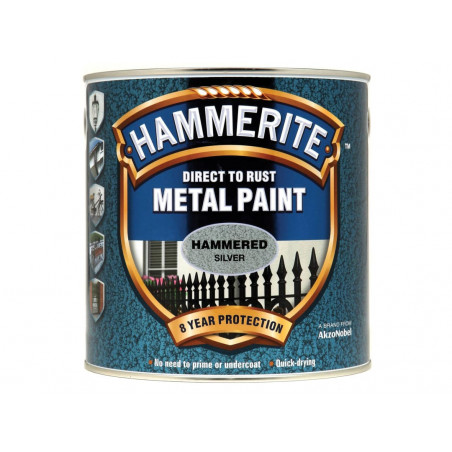 Direct to Rust Hammered Finish Metal Paint Silver 2.5 Litre