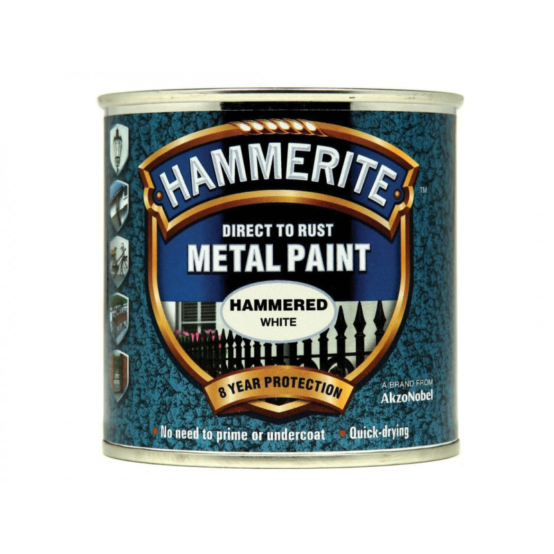 Direct to Rust Hammered Finish Metal Paint White 250ml Direct to Rust Hammered Finish Metal Paint White 250ml