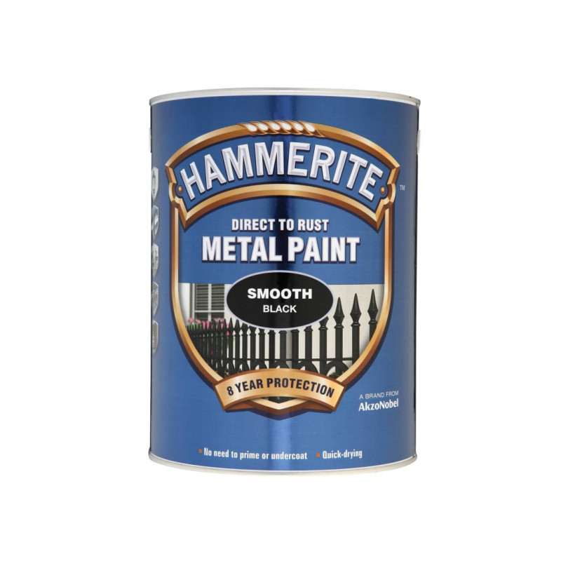 Direct to Rust Smooth Finish Metal Paint Black 5 Litre Direct to Rust Smooth Finish Metal Paint Black 5 Litre