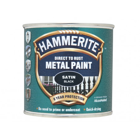 Direct to Rust Satin Finish Metal Paint Black 250ml