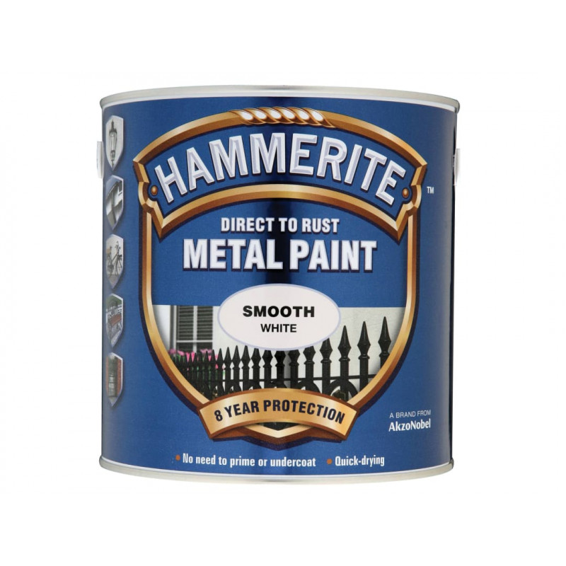 Direct to Rust Smooth Finish Metal Paint White 2.5 Litre Direct to Rust Smooth Finish Metal Paint White 2.5 Litre
