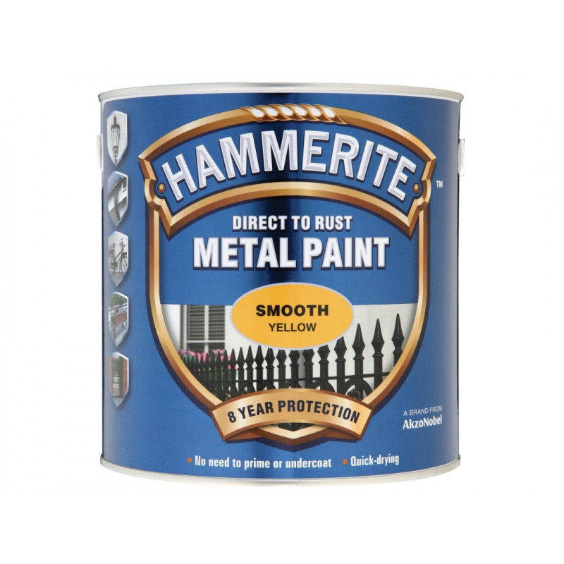 Direct to Rust Smooth Finish Metal Paint Yellow 2.5 Litre Direct to Rust Smooth Finish Metal Paint Yellow 2.5 Litre
