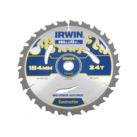 Weldtec Circular Saw Blade 184 x 16mm x 24T ATB