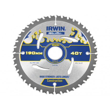 Weldtec Circular Saw Blade 190 x 30mm x 40T ATB