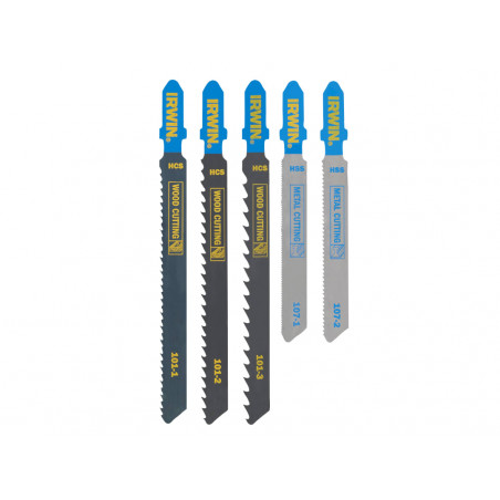 HCS/HSS T-Shank Jigsaw Blade Set, 5 Piece