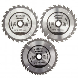 Abracs TCT1653 Expert TCT Circular Saw Blade for Wood 165 × 20mm (Pack of 3)
