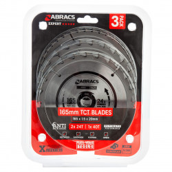Abracs TCT1653 Expert TCT Circular Saw Blade for Wood 165 × 20mm (Pack of 3)