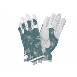 Teal Flutter Bugs Premium Leather Gloves - Ladies Medium