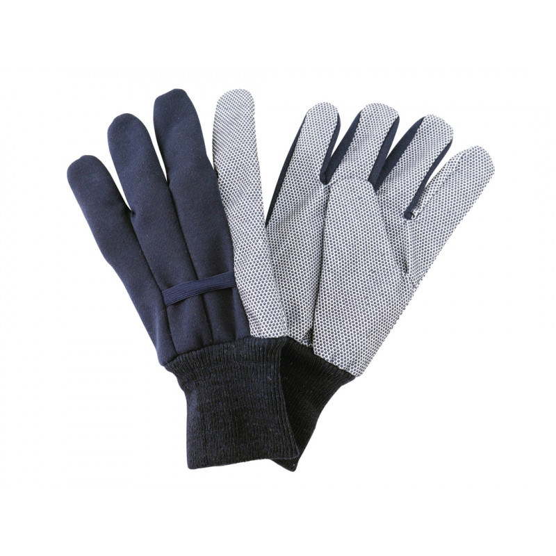 Navy Jersey Cotton Grip Gloves - Men's Large Navy Jersey Cotton Grip Gloves - Men's Large