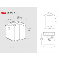 Keter 249198 Premier Shed Grey 7.5 x 7ft