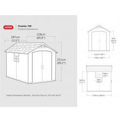 Keter 255235 Premier Shed Grey 7.5 x 9ft